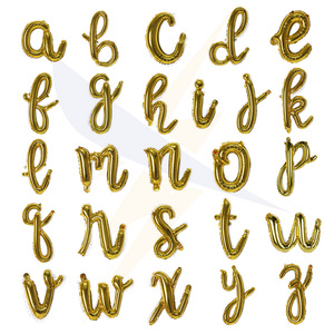 Palloncini in Foil Dorato da 18 Pollici con Lettere Minuscole, Palloncini con <span class=keywords><strong>Scritte</strong></span> Corsive per Decorazioni Personalizzate di <span class=keywords><strong>Compleanni</strong></span> e Matrimoni - Product Image 1