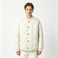 Veste matelassée légère unisexe en gros, style 'Onion', avec boutons, poignets côtelés et poches plaquées, vêtement d'extérieur chaud et décontracté pour l'hiver