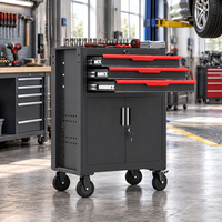 Chariot à outils industriel en métal à trois tiroirs, verrouillable, mobile, avec panneau perforé, pour garage, atelier et réparation, OEM ODM