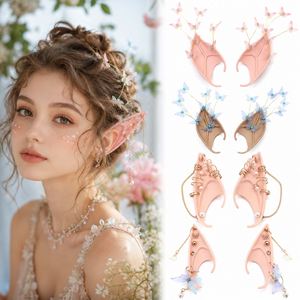 Fantasy Elf Ears Butterfly Pearl Chain <b>Fairy</b> Ear Cuffs Cosplay Costume Jewelry Halloween Party Accessories for Women Girls - Product Image 1