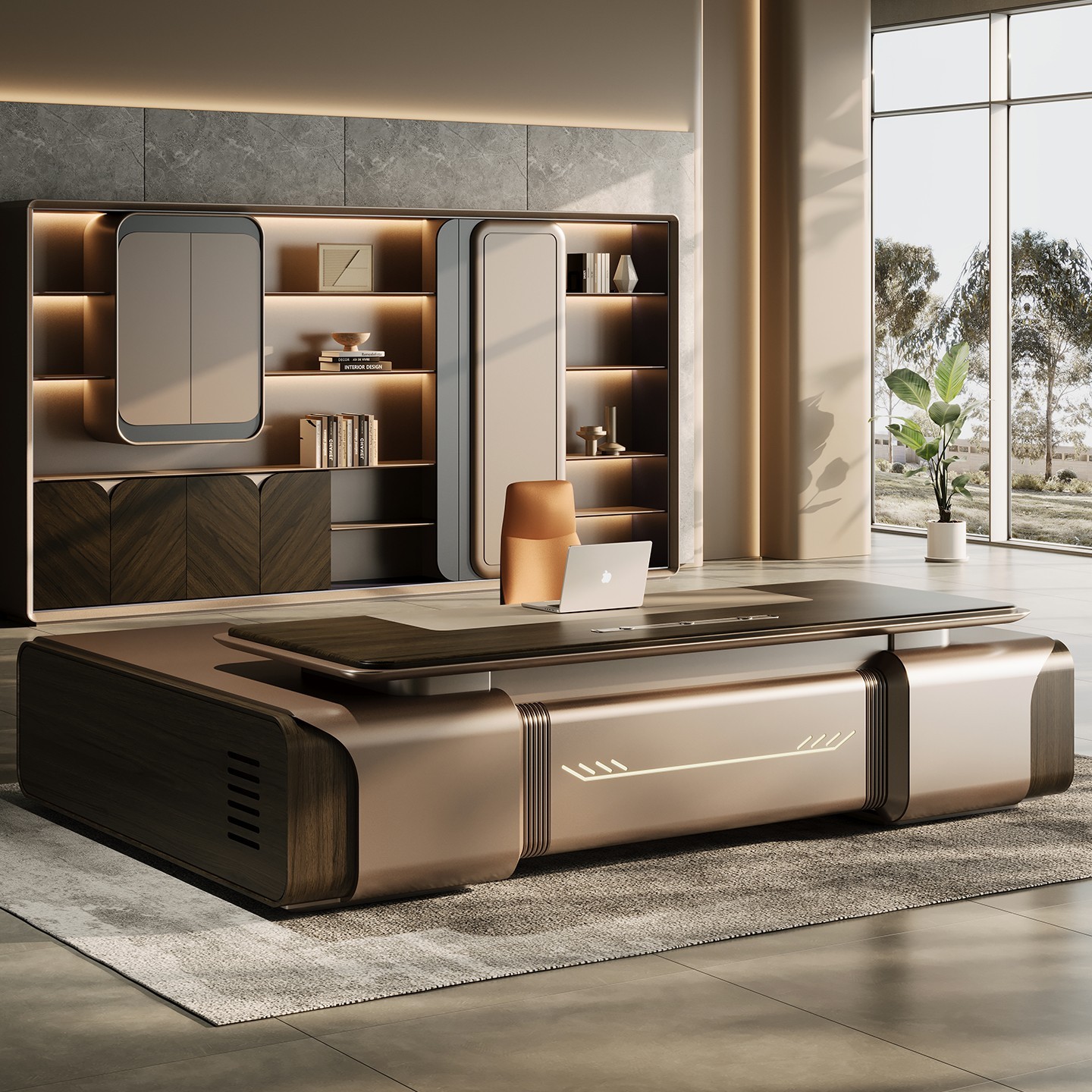Luxury Modern L-Shaped Modular Executive Desk Extendable Solid Wood Home & Office Building Furniture