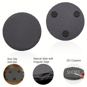 Posavasos de Pizarra Negros Personalizados con Logotipo, Antideslizantes, Grabados, al por Mayor, en Caja de Regalo Promocional con Soporte - Product Image 6