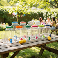 Distributeur de boissons en plastique rouge de 2,5 L avec robinet, transparent, idéal pour l'été, la cuisine, les fêtes, la limonade, le jus, l'eau