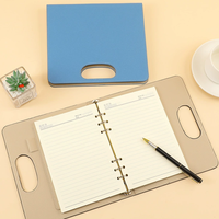 Carnet de notes A5 en cuir PU pour affaires, avec poignée portable et feuilles mobiles, papier épais 100 g/m²