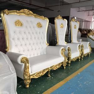 Silla de Trono de Madera Blanca para Bodas al por Mayor, Sillas de Trono de Rey y Reina de Lujo - Product Image 5