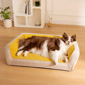 Sofá cama ortopédico cómodo para perros con soporte completo personalizado, Cama grande de espuma viscoelástica de lujo para perros con funda de terciopelo lavable extraíble - Product Image 1