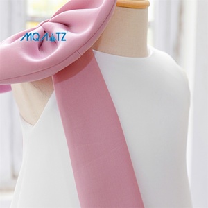 Robe de princesse trapèze à nœud floral MQATZ pour enfants, tenue d'été douce en satin à col rond pour fêtes d'anniversaire et demoiselles d'honneur - Product Image 6