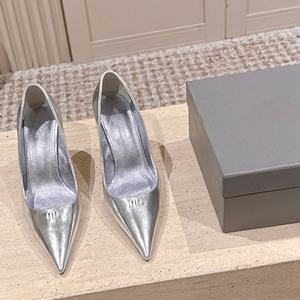 Zapatos de tacón alto de seda para mujer, 8 cm, de charol, con punta, sin cordones, forro de piel de oveja, suela de goma, tipo pumps - Product Image 5