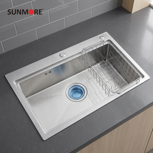 SUNMORE SM 8048G Fregadero de cocina de un solo tazón grande más vendido hecho a mano en acero inoxidable SUS 304 Precio más razonable - Product Image 1
