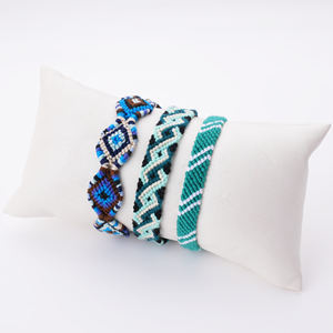 Bracelets en coton tissé en corde tressée à la main, bohème mexicain bleu vert réglable 100% - Product Image 1
