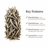 Thé blanc en vrac Fuding Baihao Yinzhen Silver Needle, torréfié au charbon, vente en gros, OEM, marque privée