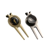 Outil de réparation de divots de golf en alliage de zinc de haute qualité en gros, fourche de golf, accessoires de golf