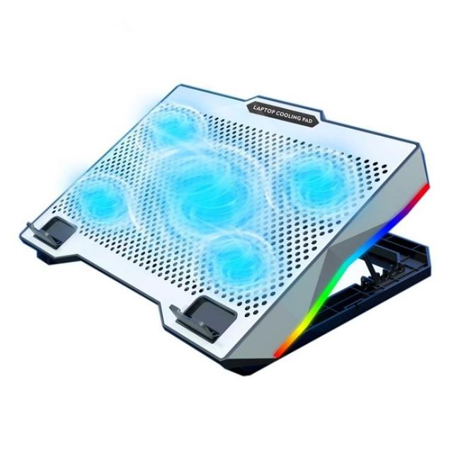 New Arrival S605 RGB Light 5 Silent Fans Adjustable Height Stand Gaming Laptop Cooling Pad