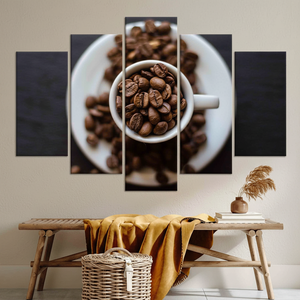 <b>Coffee</b> Beans Canvas <b>Print</b>: Modern Kitchen Wall Art,SET OF 5 MIX CANVAS - Product Image 3