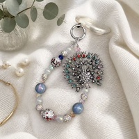 Pendentif Charme Paon en Argent Vieilli, Breloque de Sac Perlée en Strass de Cristal, Porte-clés Perle Irisée, Bijou Cadeau, Vente en Gros
