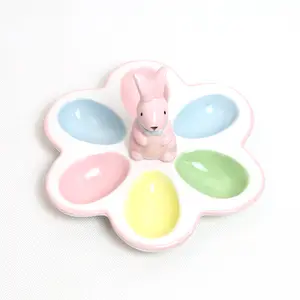 Hoa hình bữa ăn sáng tấm gốm đồ ăn với 3D Thỏ Bunny figurine dễ thương quà tặng sinh nhật cho trẻ em tái sử dụng