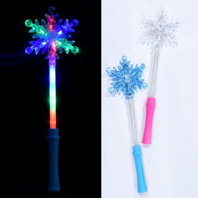 15'' Snowflake PVC LED Magic Wand Multi-Color Light up Wands for Winter Christmas Birthday Graduation Parties School Decorations