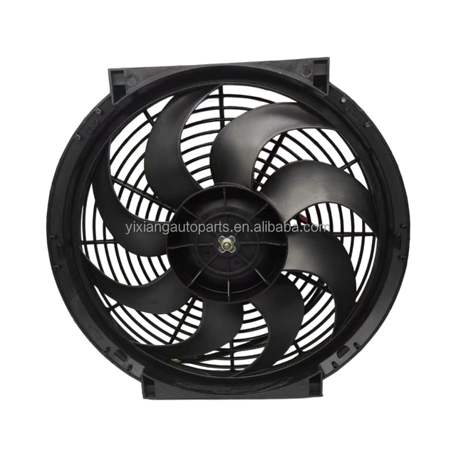 High Performance Electric Slim Radiator Cooling Fan W/Mounting Kit for Universal 14-inch 130w-24V Curved Leaf Blowing