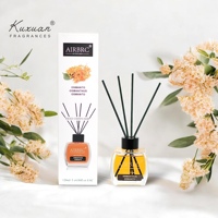 Diffuseur à Bâtonnets de Parfum d'Ambiance de Luxe 120 ml, Bouteille en Verre Rouge Carrée pour Décoration d'Intérieur, avec Arôme Fait Maison