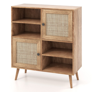 DB Rattan Kitchen <b>Cabinets</b> Elegant <b>Buffet</b> <b>Cabinet</b> with 2 Doors and 2 Cubbies - Product Image 1