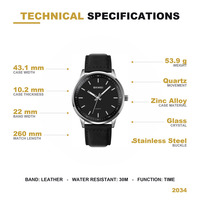 Jam Tangan Kulit Pria SKMEl 2034 Custom Grosir, Jam Tangan Olahraga Tahan Air, Arloji, Set Hadiah Jam Tangan untuk Pria