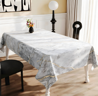 Nappe carrée en PVC à texture marbre gris naturel, impression personnalisée, taille et couleur au choix, imperméable, anti-taches, style tropical de luxe léger