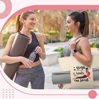 Tas Tote Yoga Kanvas Desain Geometris Kustom Ramah Lingkungan, Tas Pantai Bahu Katun Kokoh dengan Logo Kustom