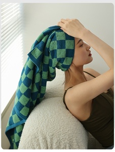 Nuovo Asciugamano in Cotone Pettinato Jacquard Colorato <span class=keywords><strong>a</strong></span> Scacchi Retrò, Assorbente per Viso e Bagno, Idea Regalo - Product Image 6