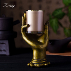 Fundag Hand Candle Holder Gold And White Decorative Scented Candle Stand For Home Aromatherapy - Product Image 3