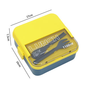 1100ML square Lunch Box <b>Plastic</b> Crisper Microwavable Bento Box with Cutlery <b>Kitchen</b> Boxes for Food Storages - Product Image 6