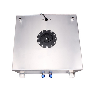 Réservoir de carburant carré en alliage d'aluminium de 60 L avec capteur de niveau de carburant et mousse anti-ondulation |   Réservoir auxiliaire universel de course avec raccords AN10 - Product Image 1