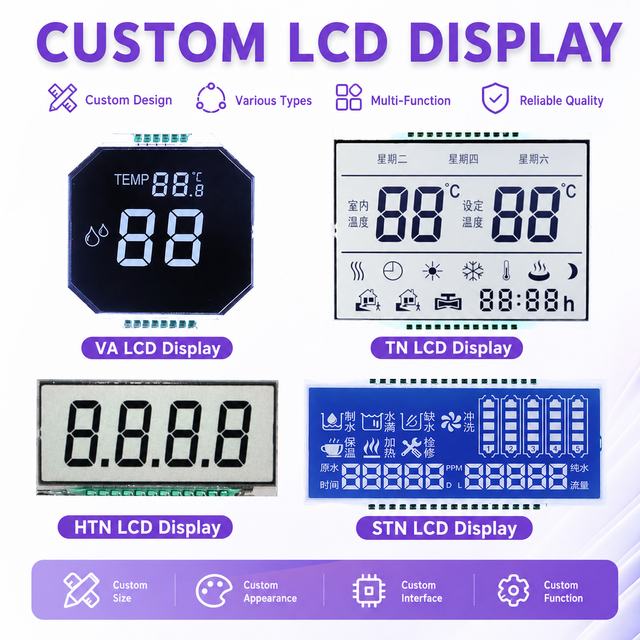 Custom LCM Digital VA Segment LCD Motorcycle/Electric Scooter Speedometer Screen with LED Backlight Blue Black Background Color