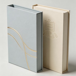 กล่องของขวัญรูปทรงหนังสือแบบแม่เหล็ก ลายคลื่น ปั๊มลายทอง สามารถปรับแต่ง<span class=keywords><strong>สี</strong></span> ขนาด และสไตล์ได้ - Product Image 1