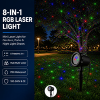 Projecteur Laser RGB 8 Motifs en 1 IP65 Extérieur 100-240V CE Mini pour Jardin, Parc, Pelouse, Cour, Spectacle Lumineux Nocturne, Fêtes et Événements Saisonniers