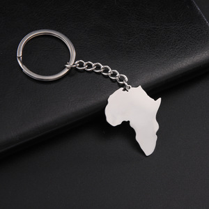 Llavero Personalizado con Logotipo en Chapado en Oro, Colgante de <span class=keywords><strong>Mapa</strong></span> <span class=keywords><strong>Africano</strong></span> Liso, Llaveros de Acero Inoxidable en Blanco para Venta al Por Mayor - Product Image 3