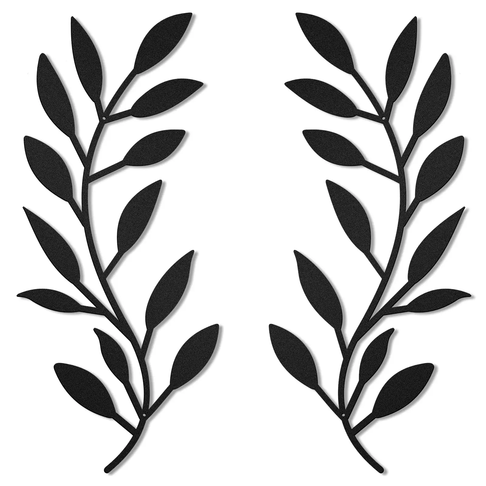 2 Pieces Metal Tree Leaf Wall Decor Vine Olive Branch Leaf Wall Art Wrought Iron Scroll Above The Bed, Living Room, Outdoor Deco