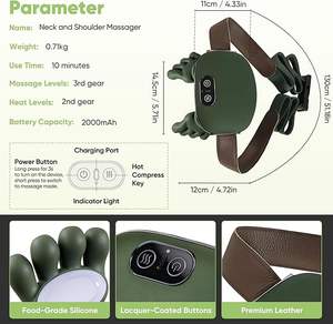 Masseur de cou chauffant portable tendance 2026 avec trois niveaux de chaleur, trois niveaux de massage, batterie 2000 mAh, soulage les douleurs musculaires - Product Image 5