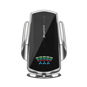 Support de téléphone portable pour voiture avec <span class=keywords><strong>chargeur</strong></span> sans fil rapide, capteur infrarouge intelligent, fixation sur grille d'aération, serrage automatique - Product Image 1