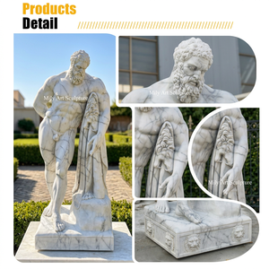 Statua di Ercole a grandezza naturale in marmo bianco, scultura greca antica intagliata a mano per <span class=keywords><strong>giardino</strong></span> o villa esterna - Product Image 2