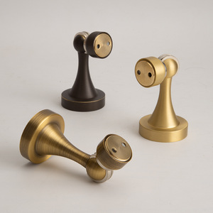 Copper Door Stops Floor Mount Brushed Finish Minimalist Design Durable Magnetic Bathroom Use - Product Image 3
