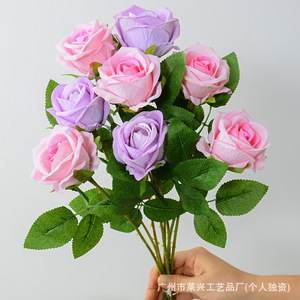 Roses artificielles Laixing en soie, fleurs roses et violettes, décoration de mariage, décoration de la maison, Saint-Valentin - Product Image 1