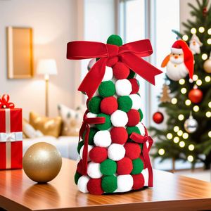 Décoration de Noël moderne pour salon, en polyester rouge, vert et blanc, faite à la main, incassable et réutilisable, pour arbre de Noël. - Product Image 3