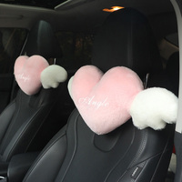Coussin de nuque en peluche en forme de cœur avec ailes d'ange, coussin de tête souple pour voiture, ornement intérieur de voiture en gros, personnalisable