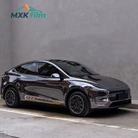 Hitam Premium 5X60FT vinil bungkus Film perekat rol merenggang DIY lembar Decal berubah warna Logo stiker mobil