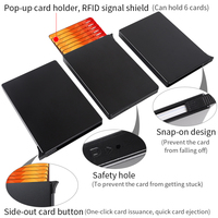 Pemegang kartu aluminium Logo kustom dompet logam penghalang RFID sikat Anti Maling tempat kartu mewah kancing geser tempat kartu kustom