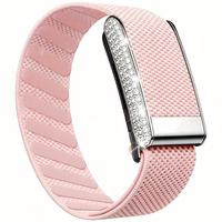 Bandjoy OEM Vente en gros Bracelets de montre en nylon élastique avec boîtier métallique en strass, bracelets de remplacement pour femmes, compatibles avec le bracelet Whoop 5.0