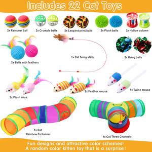 Interactive Cat Toy Set Kitten Toys Pack Tunnel Cat Feather Teaser Wand Toy Fluffy Mouse Crinkle Balls Many Free Combination - Product Image 2