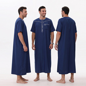 Nouveautés 2026 : <span class=keywords><strong>Djellaba</strong></span> marocaine de luxe pour homme, brodée, à manches courtes, avec poches, robe musulmane pour usage quotidien et Aïd - Product Image 2