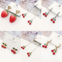 Boucles d'oreilles pendantes en acier inoxydable doré, multi-styles, fruits, fraises, cerises, mignonnes, breloques, bijoux fantaisie pour femmes, modèles 250619