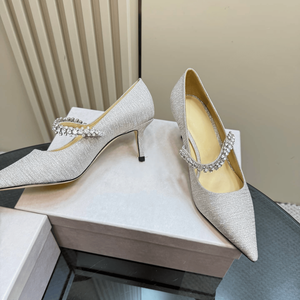 Zapatos de Tacón Alto Jimmy para Mujer, de Alta Calidad, con Parte Superior de Seda Brillante, Decoración de Cristales y Diamantes, Tecnología de Costura de Precisión - Product Image 3